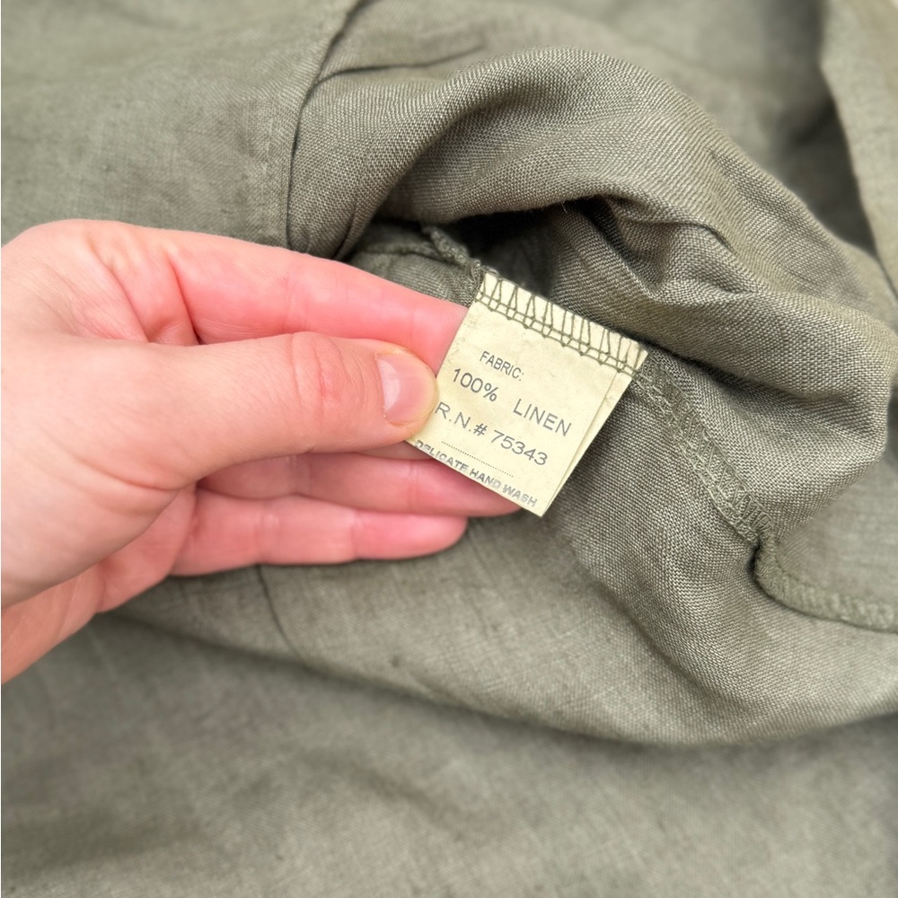 Bellambra Olive Green Linen Dress – Hand-Painted Art Panel – Size XL - Picture 7 of 10